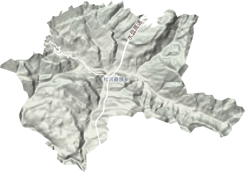 松河彝族乡地形图