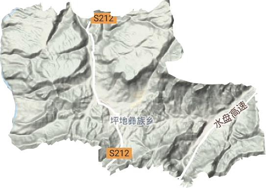 坪地彝族乡地形图