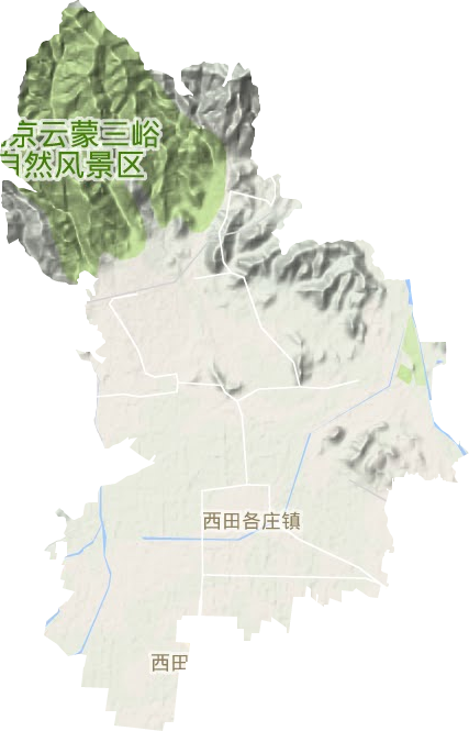 西田各庄镇地形图