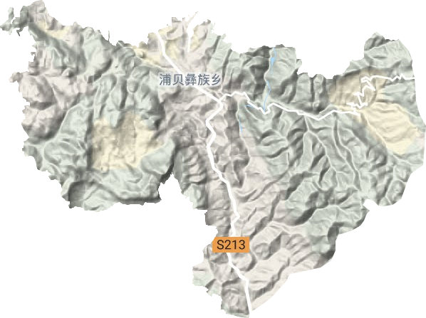 浦贝彝族乡地形图