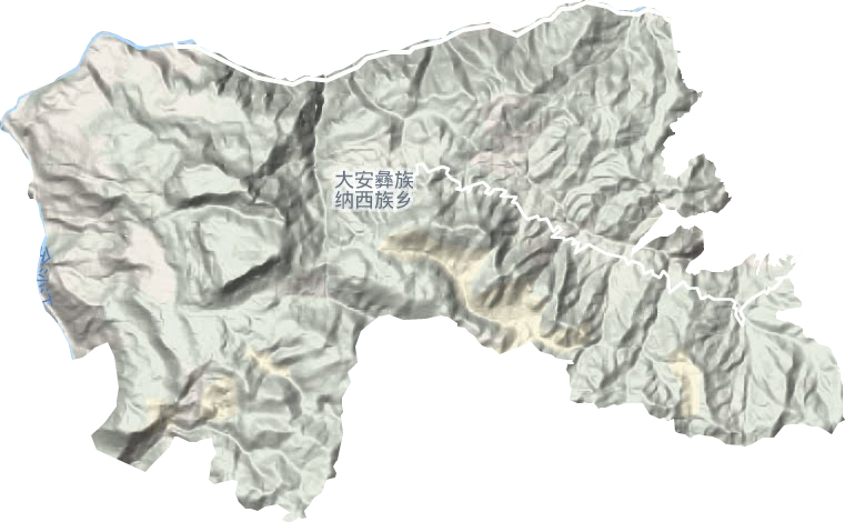 大安彝族纳西族乡地形图