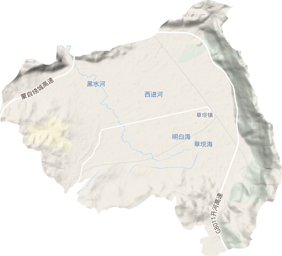 草坝镇地形图