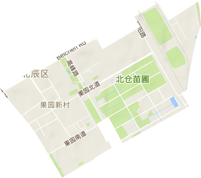 果园新村街道地形图