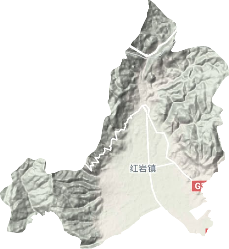 红岩镇地形图