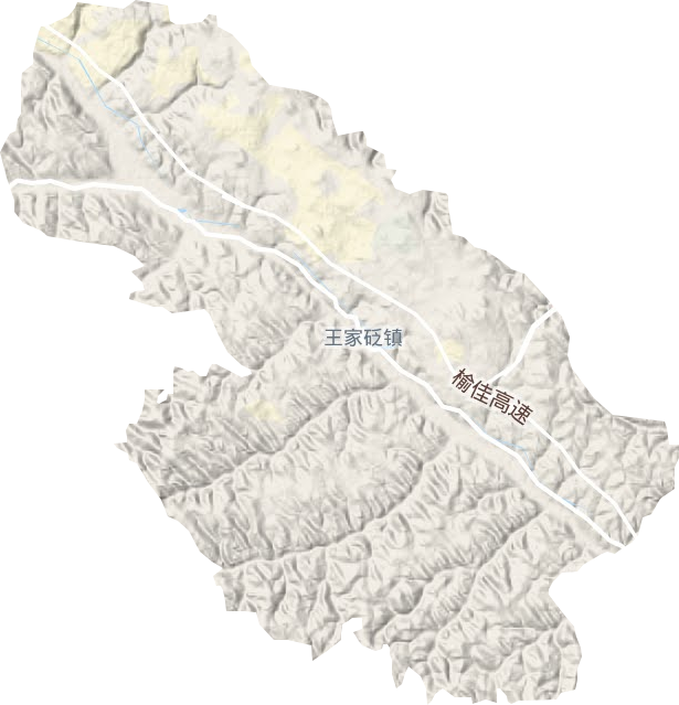 王家砭镇地形图