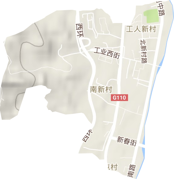 工人新村街道地形图