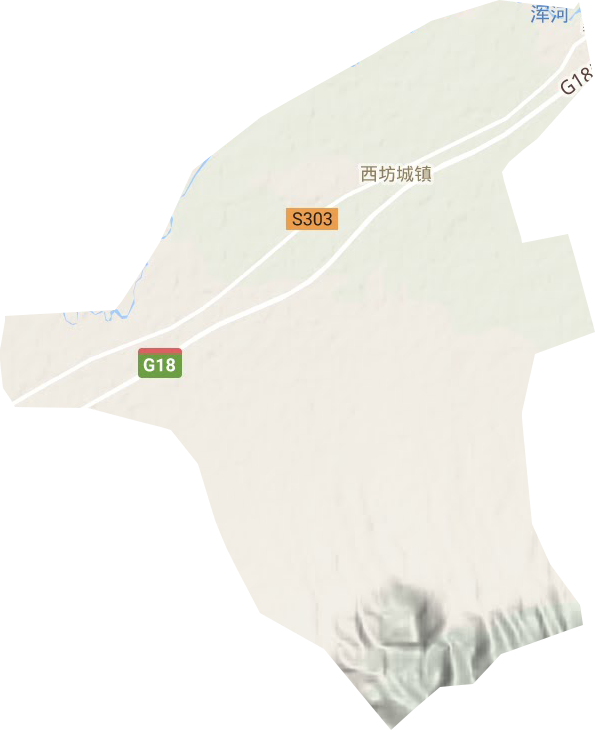 西坊城镇地形图