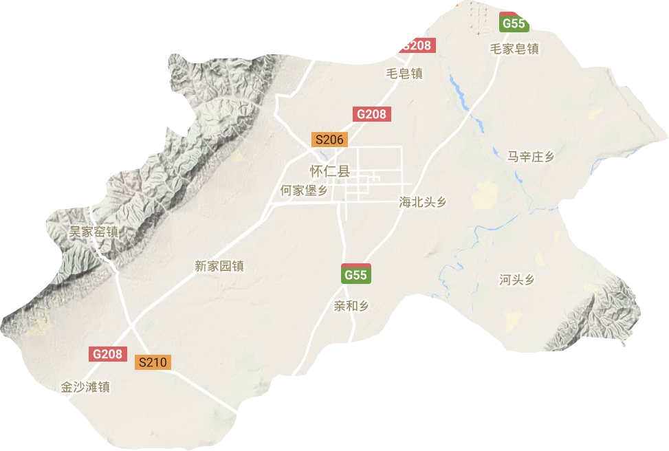 怀仁县地形图
