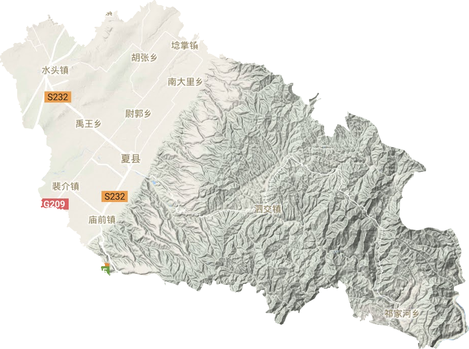 夏县地形图