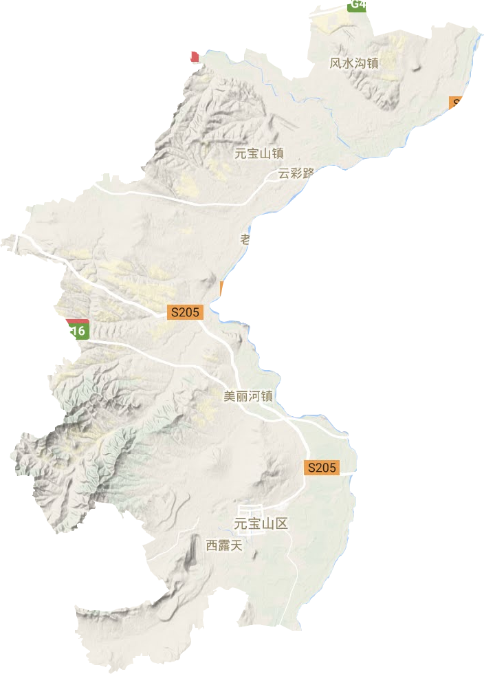 元宝山区地形图