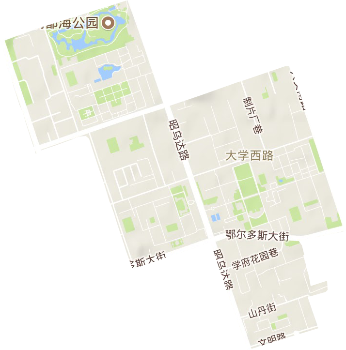 大学西路街道地形图