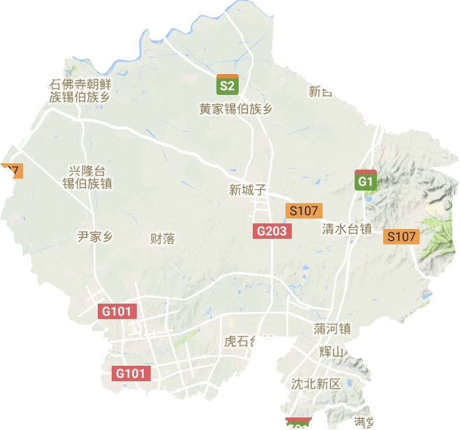 沈北新区地形图