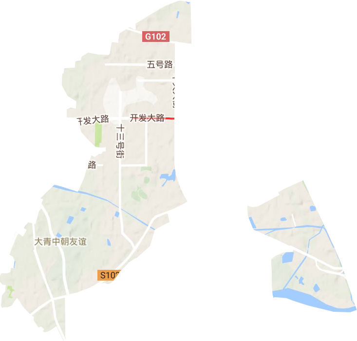 大青中朝友谊街道地形图