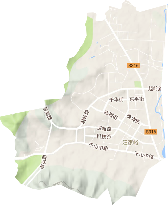 汪峪街道地形图