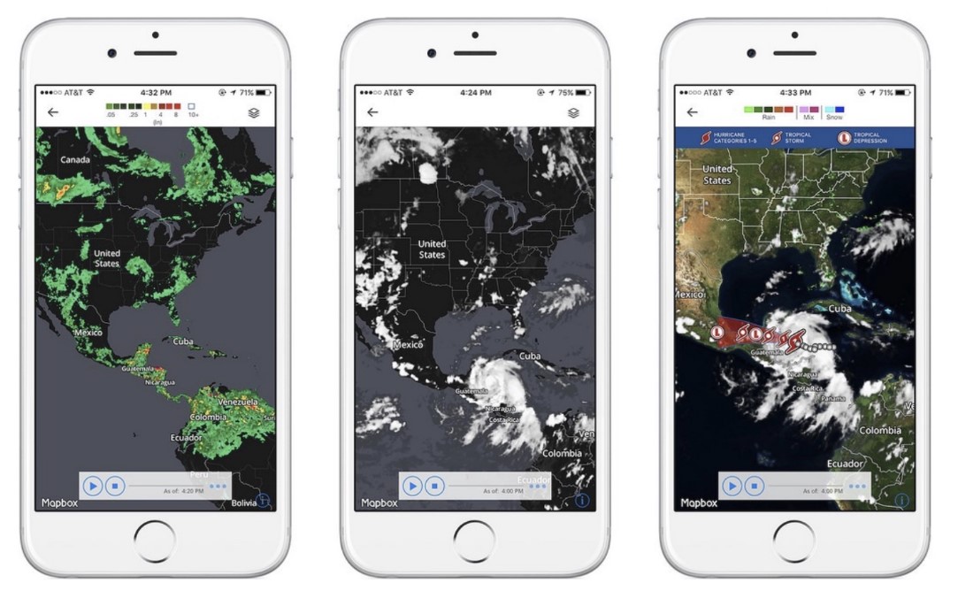Mapbox中国与墨迹天气达成合作，提供高清可视化气象云图